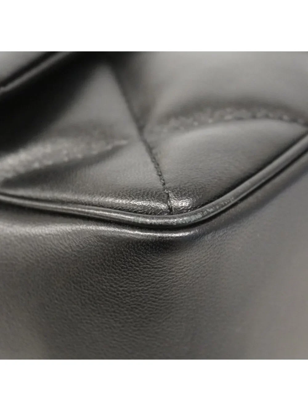 Chanel Handbag Quilted Lambskin Black Gold 2-Way Bag